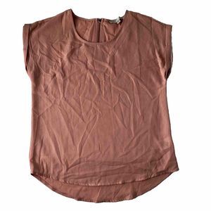 Olive + Oak Short Sleeve Lightweight Peach Pink Blouse XS